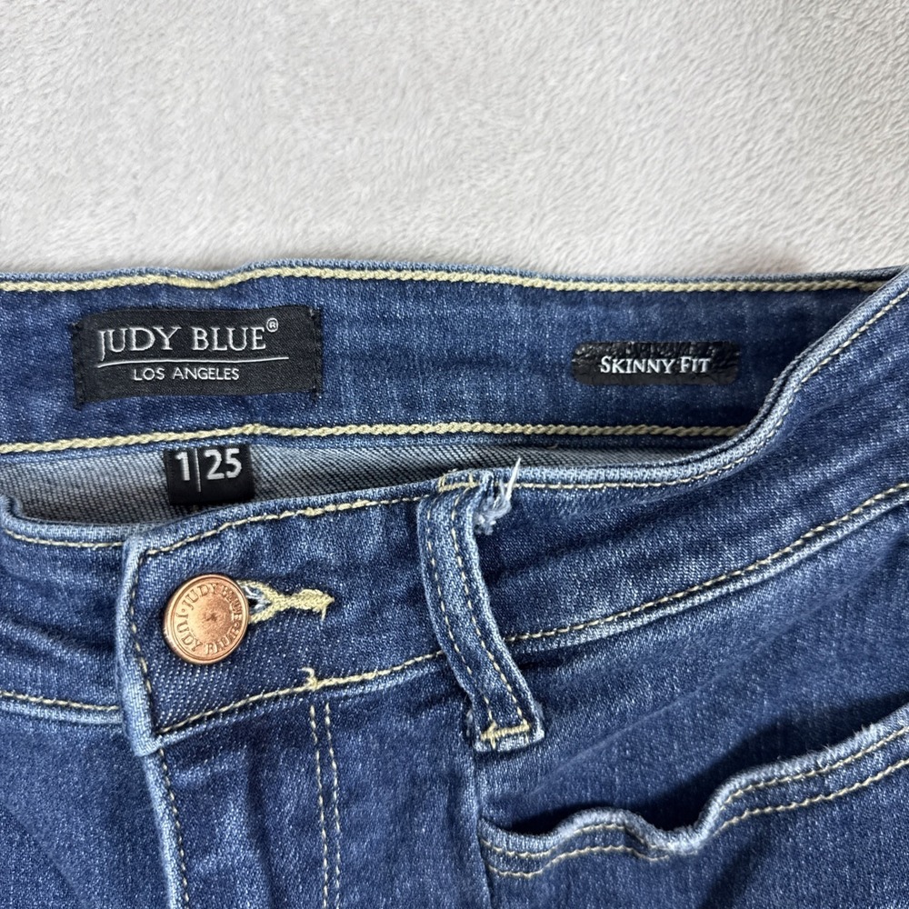 Judy Blue Skinny Fit Pleated Dark Wash Jeans Women's Size 1/25 (25X28) Stretch - Picture 5 of 9